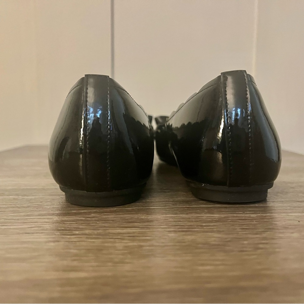 kate spade Black Patent Pointed-Toe Ballet Flats with Bow - Picture 6 of 7